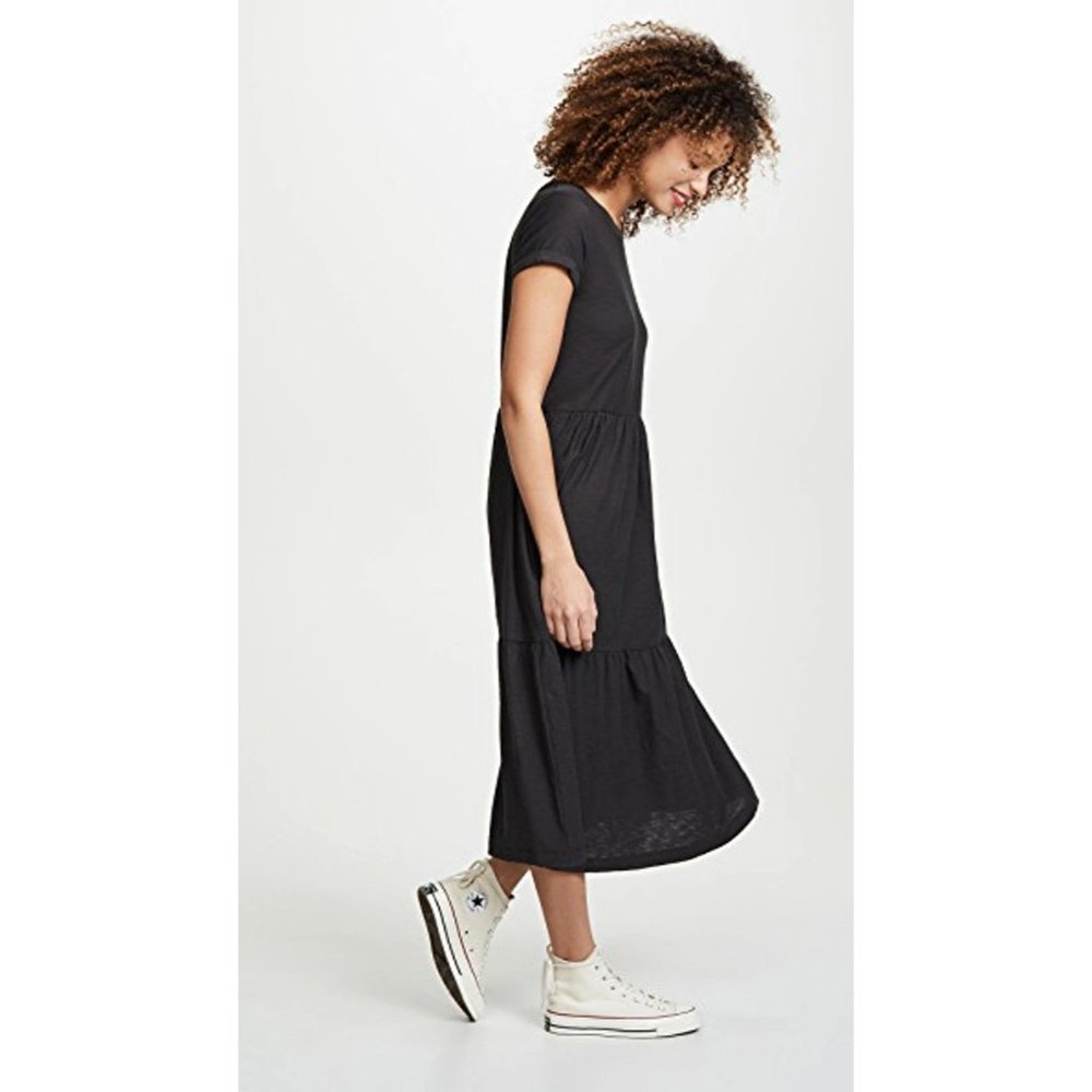 NATION LTD Roman Cotton Tiered T-shirt Dress Sz XS Washed Black - Picture 4 of 15